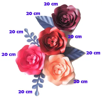 DIY Umetno Cvetje Fleurs Artificielles Ozadje Velikan papirnate Rože 4PCS Papir Zapusti 4PCS Poroka Stranka Dekor Črna