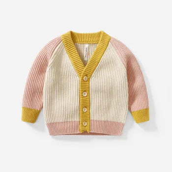 2022 jeseni, pozimi otroci oblačila srčkan pletene baby dekleta obleko jopico gumb pulover mavrica vrh Slike 2