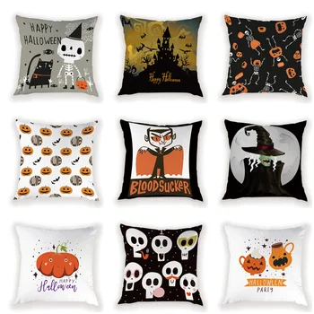 Halloween Trik ali Zdravljenje zapnite Grozo Lobanje Duha Padec Dekoracijo Pillowcases na Blazine Buče za Dom Kritje Blazino Slike 2
