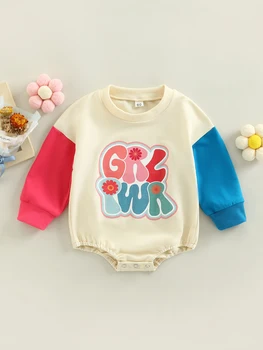 Novorojenega Dojenčka Baby Dekle Pade Zimska Oblačila Cvetlični Dolg Rokav Romper Dekle Moči Priložnostne Jumpsuit Slike 2