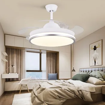 Led stropni ventilator, lučka z daljinskim upravljalnikom krožni DC frekvenca lučka za spalnica dekoracijo, zložljive in reverzibilna