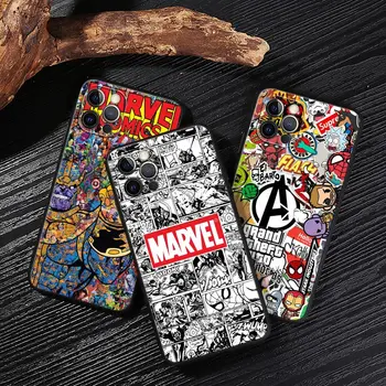 Marvel Comics Klasičnih Avengers Logotip Black Cover Za Apple iPhone 13 14 12 11 Pro Max Mini XR XS 6 7 8 Plus Primerih Silikonski Fundas