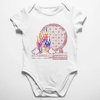 0-24M Disney Grad Ognjemet Vzorec Baby Bodysuit Novorojenčka Kratek Rokav Obleka Malčka Fant Dekle Jumpsuit Oblačila Telo Romper Slike 2