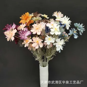 6 vilice češnja vesel cvet simulacije ponaredek cvet umetne svile cvet soba zaslon svate cvetlični aranžma