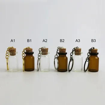30 x 7ml Jasno Srčkan Mini Majhna Steklenička Plute s Kovinski Ključ Kitajska 7cc Amber Steklene Viale Posode za Kroglice Displayer