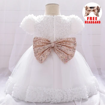 2023 Poletje Krst Belo Baby 1. Rojstni dan Obleko za Dekle Formalno Bleščica Cvet Princesa Stranka Obleke, Obleke Otroci Oblačila Vestido