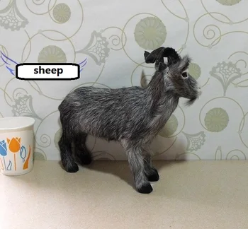 novo simulacija sivo ovce model plastike&krzno kozje lutka otrok dar, o 22x14x20cm Slike 2