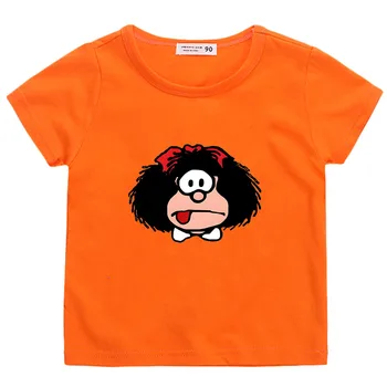 Mafalda Kawaii Graphic T-shirt otroška Oblačila za Fantka, 100%Bombaž Estetske Vrhovi Tshirt Tee Anime Moda Luštna Dekleta T Shirt