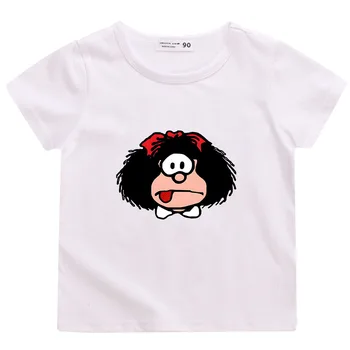 Mafalda Kawaii Graphic T-shirt otroška Oblačila za Fantka, 100%Bombaž Estetske Vrhovi Tshirt Tee Anime Moda Luštna Dekleta T Shirt Slike 2