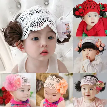 Moda Trdna Lepe Baby Dekle Lok Glavo Eleganten Hairband Čipke Lasuljo Dodatki Za Lase Slike 2