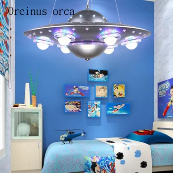 daljinsko NLP lestenec, otroška soba fant spalnica LED leteči krožnik luči ustvarjalne risanka vesoljsko plovilo Lestenec Slike 2