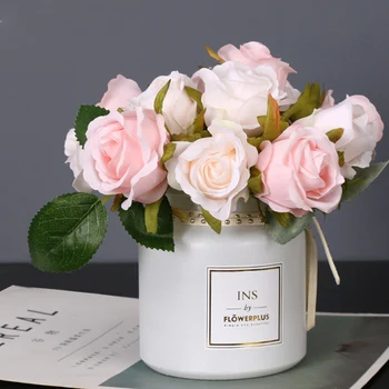 25 cm Umetne Svile Cvetje, Poročni Šopek Svile Rose Cvet za Domov DIY Stranka Dekoracijo Ponaredek Cvetje