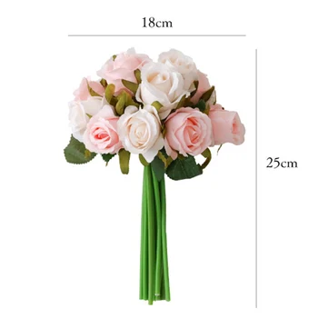 25 cm Umetne Svile Cvetje, Poročni Šopek Svile Rose Cvet za Domov DIY Stranka Dekoracijo Ponaredek Cvetje Slike 2