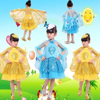 Rumeno pišče kostumi za otroke raca cosplay ptica obleko za deklice, festival plesne obleke živali stranka stopnji uspešnosti
