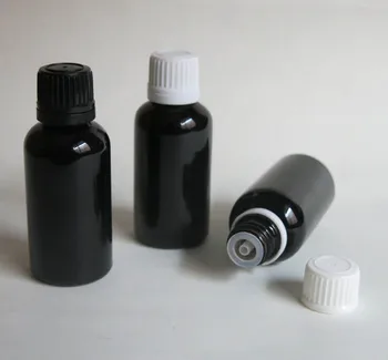 debelo 30ML Črna Steklenička Soka Serum posodo 30CC Vzorec Vial Eterično Olje, Steklenica z belo navoj