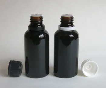 debelo 30ML Črna Steklenička Soka Serum posodo 30CC Vzorec Vial Eterično Olje, Steklenica z belo navoj Slike 2