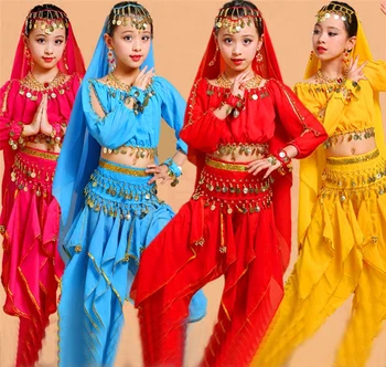 2019 Novo 5pcs Otroke Ples Trebuh Kostum za Otroka Indijski Ples Določa Dekle Uspešnosti Oblačila, oblačila Za Otroke