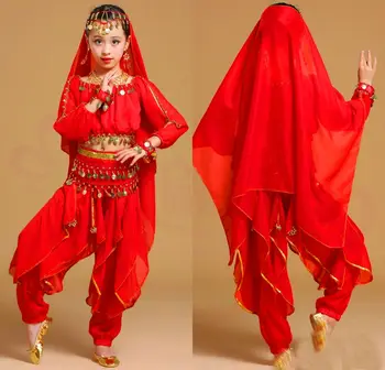 2019 Novo 5pcs Otroke Ples Trebuh Kostum za Otroka Indijski Ples Določa Dekle Uspešnosti Oblačila, oblačila Za Otroke Slike 2