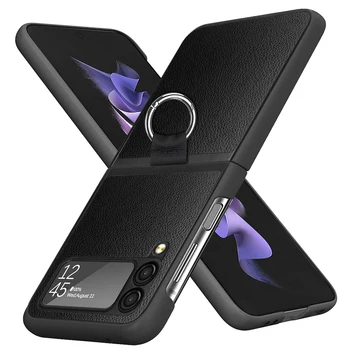 Vroče Prodajo Flip 3 Z Kovinski Obroč Shockproof Litchi Zrn PU Zaščitni ovitek Za Samsung Flip3 Primeru Mobilni Telefon