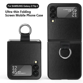 Vroče Prodajo Flip 3 Z Kovinski Obroč Shockproof Litchi Zrn PU Zaščitni ovitek Za Samsung Flip3 Primeru Mobilni Telefon Slike 2