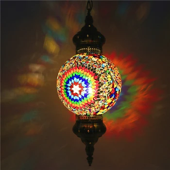 Turški Maroški Obesek Svetlobe Ročno Mozaik, Vitraž Koridor Stairwell Cafe, Restavracija Viseče Luči Lučka Slike 2