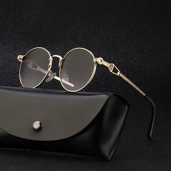Vintage Mala Okrogla sončna Očala Moški Ženske Klasičen Retro Gothic Steampunk sončna Očala Kovin, Oblikovalec blagovne Znamke sončna Očala Oculos UV400