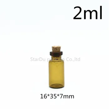 Brezplačna Dostava 1000pcs/veliko 2ml Amber Mini Steklenici S Pluto, 2cc Majhen Vzorec Ampule, Steklene Plute Steklenice, Posodo
