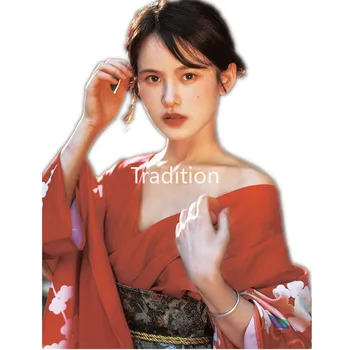 Japonski Slog Žensk Tradicionalnih Kimono Elegantno Yukata Kopalni Plašči Rdečo Obleko Tiskanje Halje Orientalski Oblačil Vintage Vestidos