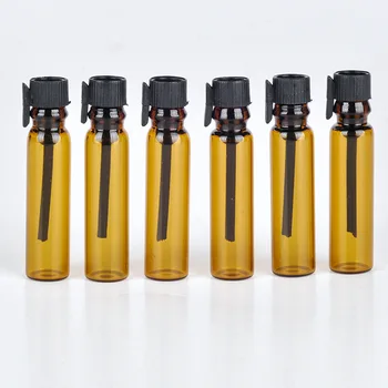 100 kozarcev/Veliko 1ml Amber steklene stekleničke parfuma prazno cev steklenici 1cc testni vzorec steklenico vialah z kapalko rjava bot Slike 2